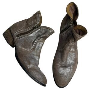 Seychelles Womens Ankle Boots 10 Lucky Penny Brown Metallic Western Leather
